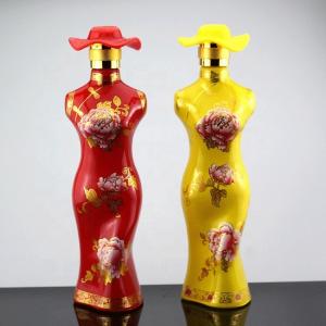 China Unique Women Shaped Vodka Glass Bottle with Decal and Assortment of Capacity Choices factory