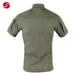 Stand Collar Military POLO T Shirt Zipper Closer Pockets