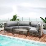 Steel Tube Frame 5 Piece Outdoor Patio Furniture Set with PE Rattan Chairs and