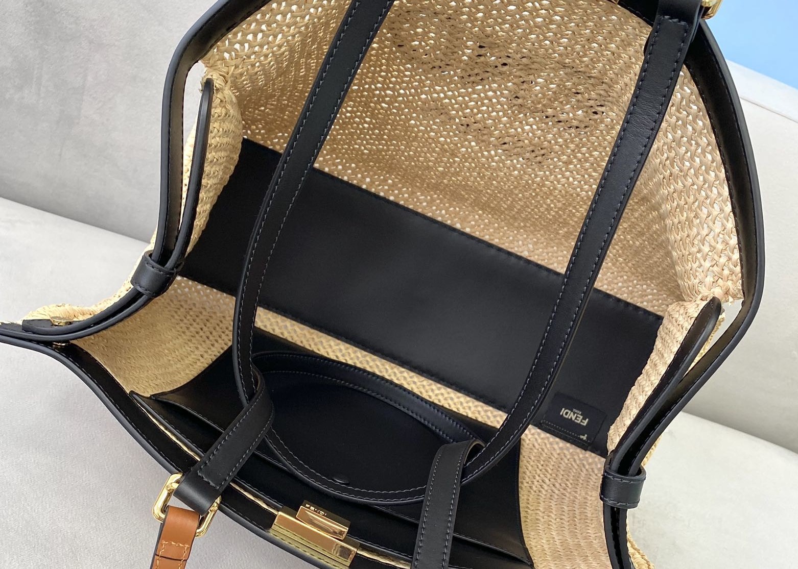 Peekaboox Apricot 41cm Hand Woven Tote Bag Lazy French Style