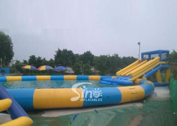 15m Dia. Pool Kids N Adults Big Inflatable Water Park On Land For Outdoor Rental