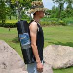 Black Yoga Mat Carry Bag Exercise Fitness Carrier Nylon Mesh Center Adjustable