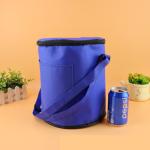 Round shape reusable insulated picnic cooler bag, zippered non woven cooler bag