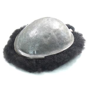 China 4mm 6mm 8mm 10mm 12mm 15mm Small Curl Afro Toupee for Black Men with Poly Skin Base 100% Human Hair factory