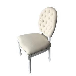 China French Style new design classic white dining chair with linen fabric chair dining factory