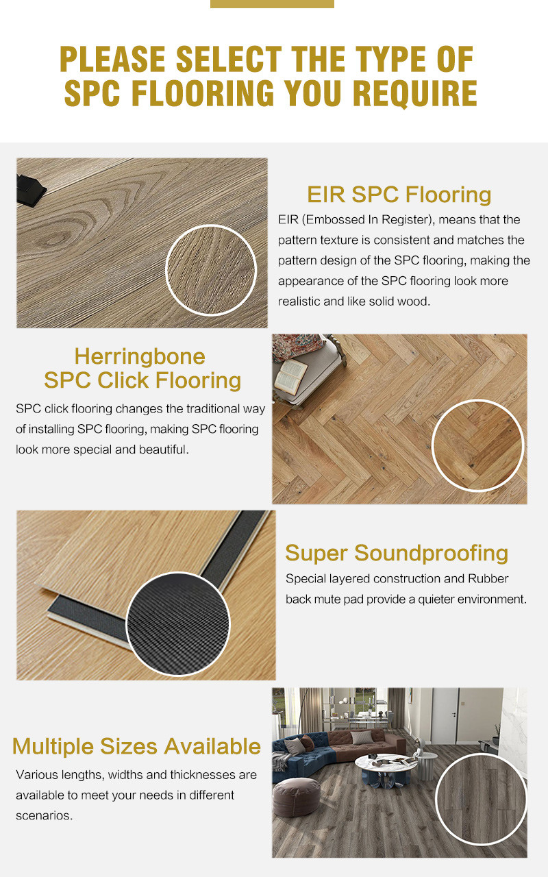 Waterproof 4mm 5mm 6mm Wood Grain Vinyl Plank Click Lock PVC Plastic SPC Flooring For Indoor