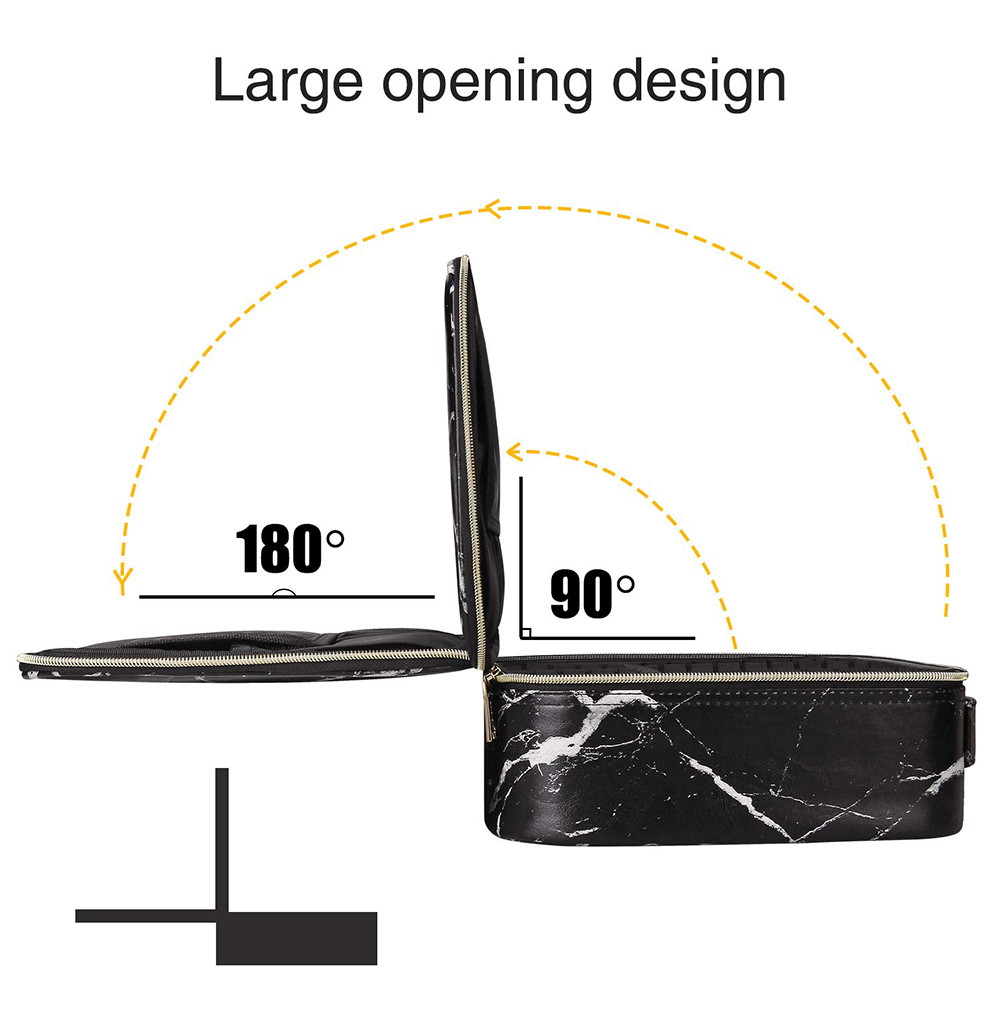 Multipurpose Marble PU Cosmetic Bag With Adjustable Dividers