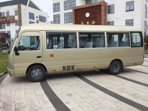 China 29 seats used Toyota diesel coaster bus left hand drive engine 6 cylinder japan coaster bus toyota 26 passenger bus factory