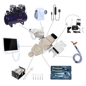 China Dental Unit Sensor Led Lamp With Air Compressor Electric Dental Chair Full Set factory