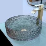 Modern Countertop Glass Wash Basin Black Table Top 120mm Height Artistic