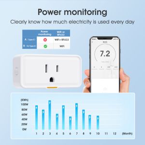 Tuya socket Power Monitor Plug APP Voice Works with Alexa Google Home Smart Type