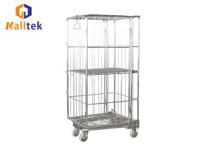 China Silver Folding Storage Rolling Galvanised Logistics Trolley Cart factory