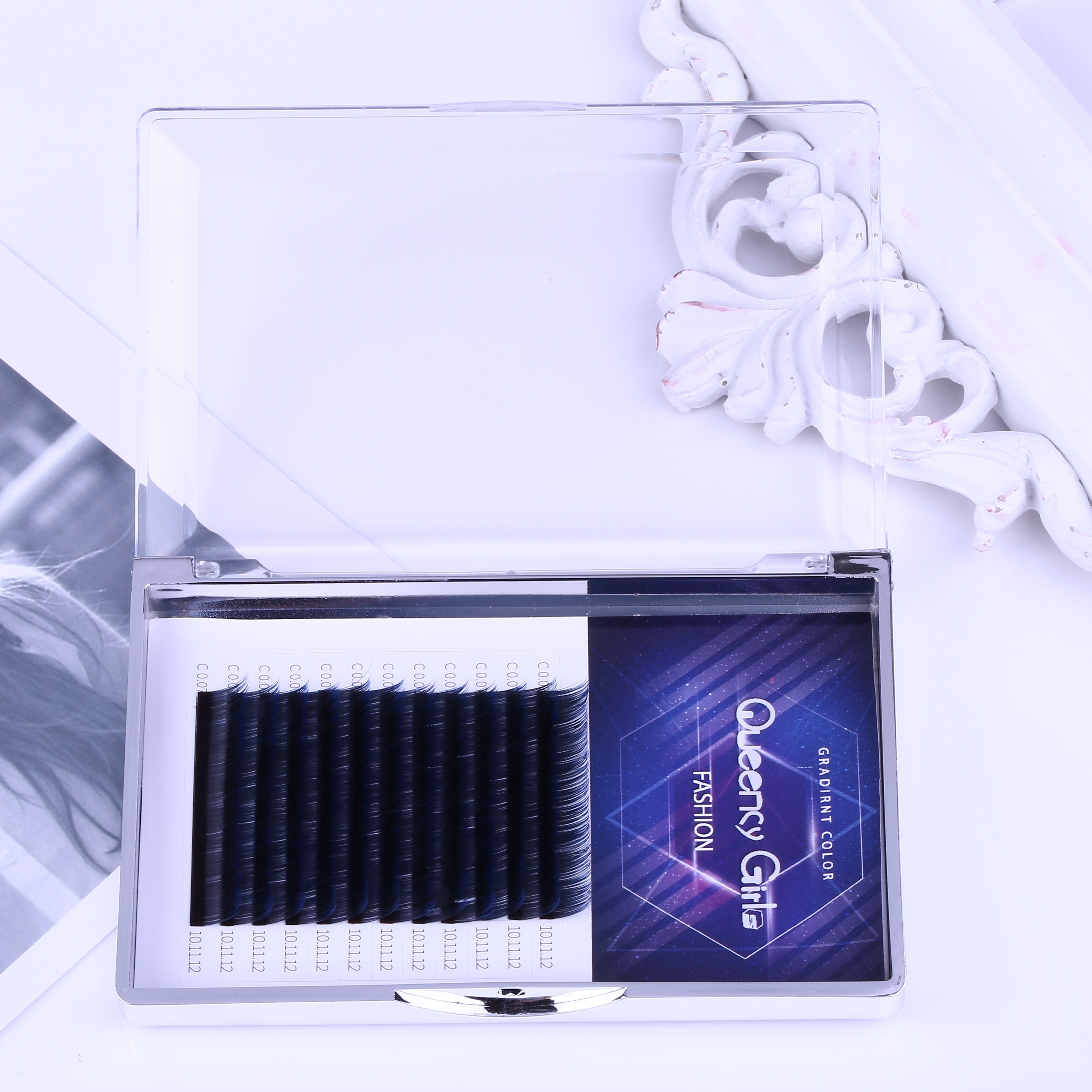 Gradual Blue Blooming Eyelash Individual Extensions Synthetic Hair 0.07mm Thickness