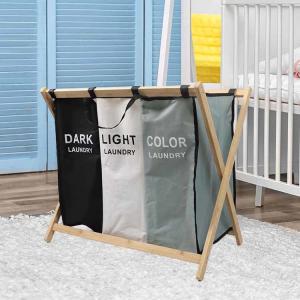 China Thickened Foldable Laundry Hamper Organizer , Durable Bamboo Frame Laundry Basket factory