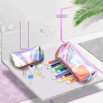 Portable 2pcs Holographic Makeup Bags With Gold Zipper