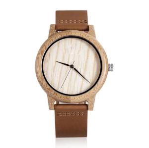 China Hand Craft Maple Wood Case Quartz Mens Watch With Genuine Leather factory