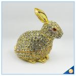 Handcraft Metal Rabbit Shape Trinket Box Full Of Rhinestone Lucky jewelry Box