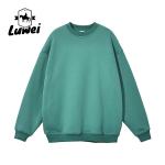 Custom Long Sleeve Solid Color Clothing Organic Embroidery Oversize Man Pullover