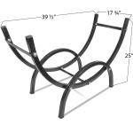 8' Black Steel Fence Crescent Firewood Rack 98” Width Attractive Curved Design