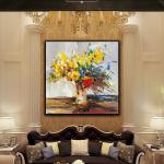 Customized Abstract Impression Colorful Flower Canvas Wall Art Knife Oil
