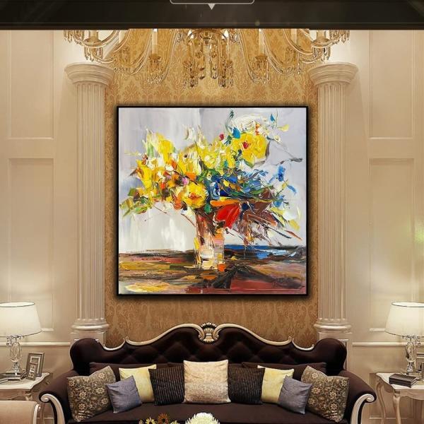 Abstract Impression Hand Painted Oil Painting 6 Color Print Flower Canvas Wall