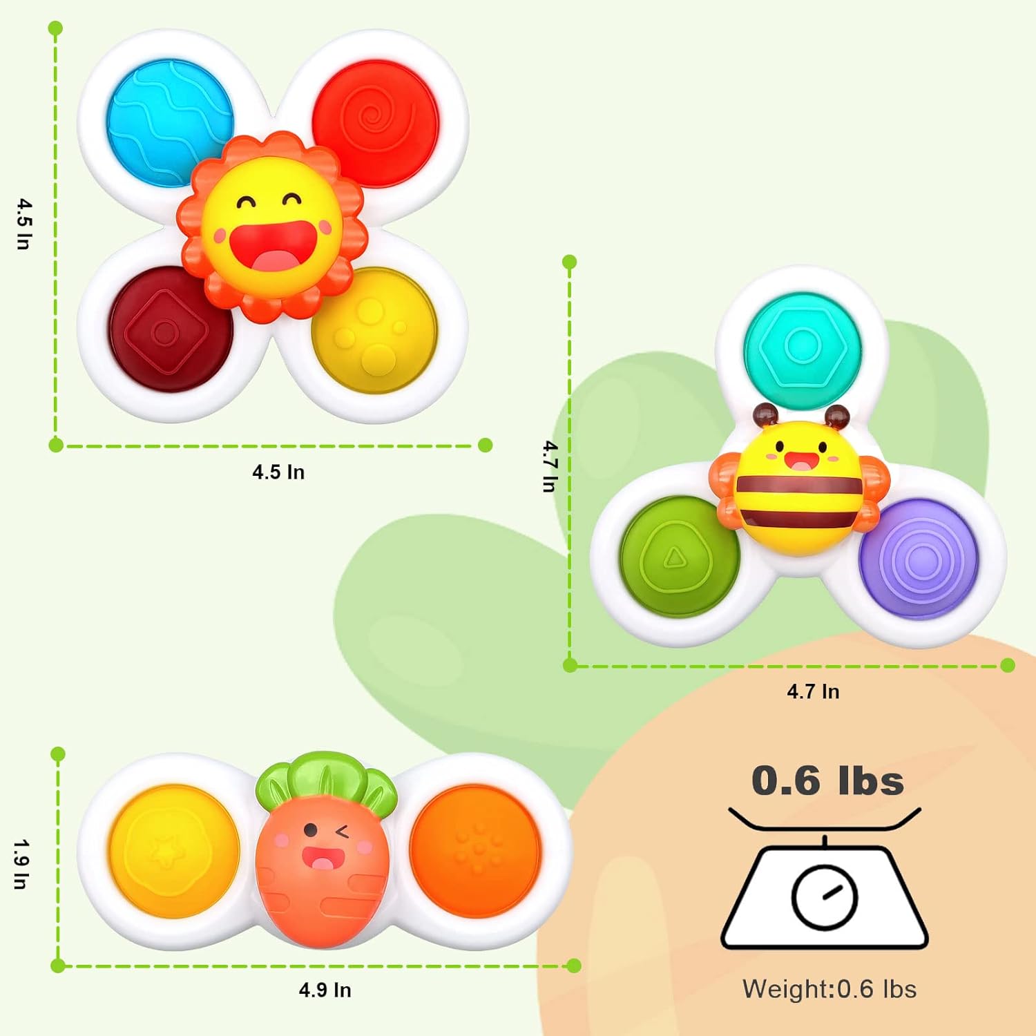 1 2 3 Year Olds Suction Cup Spinner Baby Learning Sensory Toy for Toddlers Unisex Gift Idea
