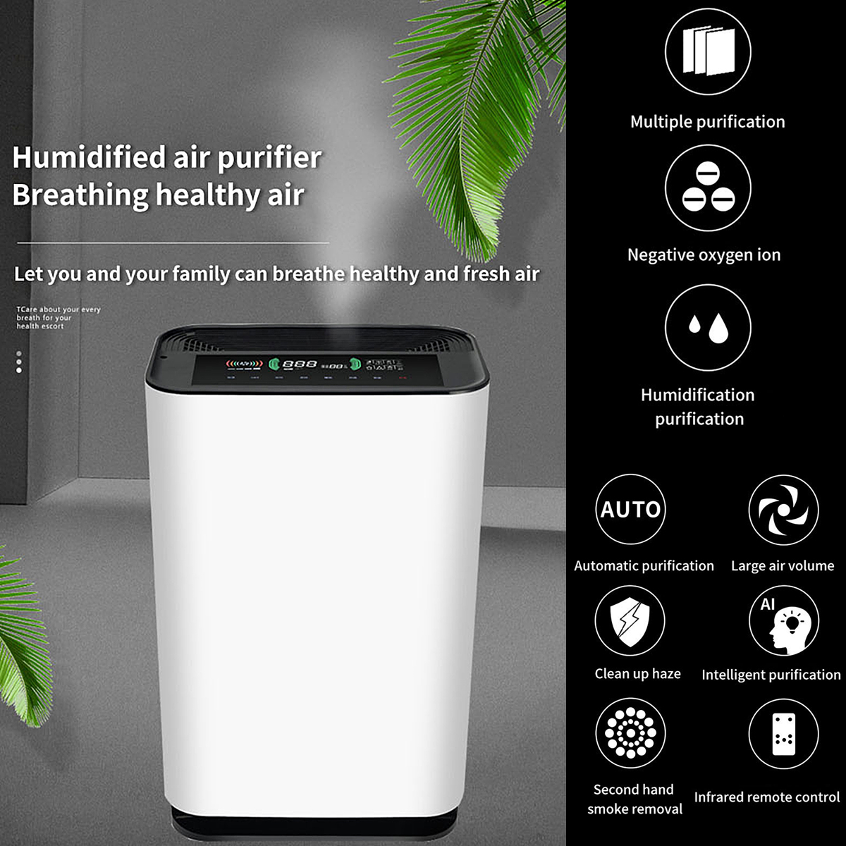 Homefish H12 H13 Hepa Filter Humidifying Air Purifier 330M3/H