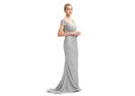 Deep V Neck Bridal Bridesmaid Dresses , Grey Color Ladies Evening Dress With
