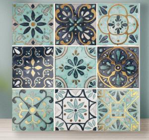 China PRIMERA 8.2mm Crystal Polished Tile Decorative Green Golden Silver Line 20x20cm factory