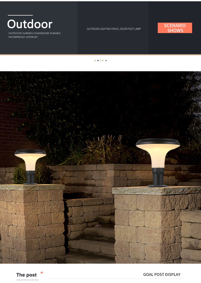 Decorative Pole Solar Powered Led Post Top Lamps Yard 26x26x28cm 5V 4.5W