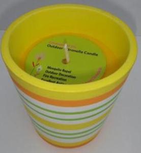 China Yellow Citronella terracotta pot scented candle with the printed hang tag factory