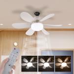 Ceiling Fan Lamp 6 Blades Dimmable LED E27 Ceiling Fan Light 3 Wind Speed Remote