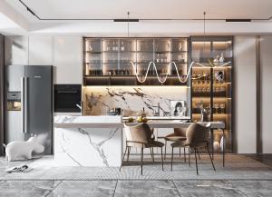 China Modern Style Gray Shaker Wooden Furniture Kitchen Cabinets factory