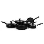 Hot Sale 10 Pcs Aluminum Cooking Pot Set Custom Pots And Pans Cookware Black