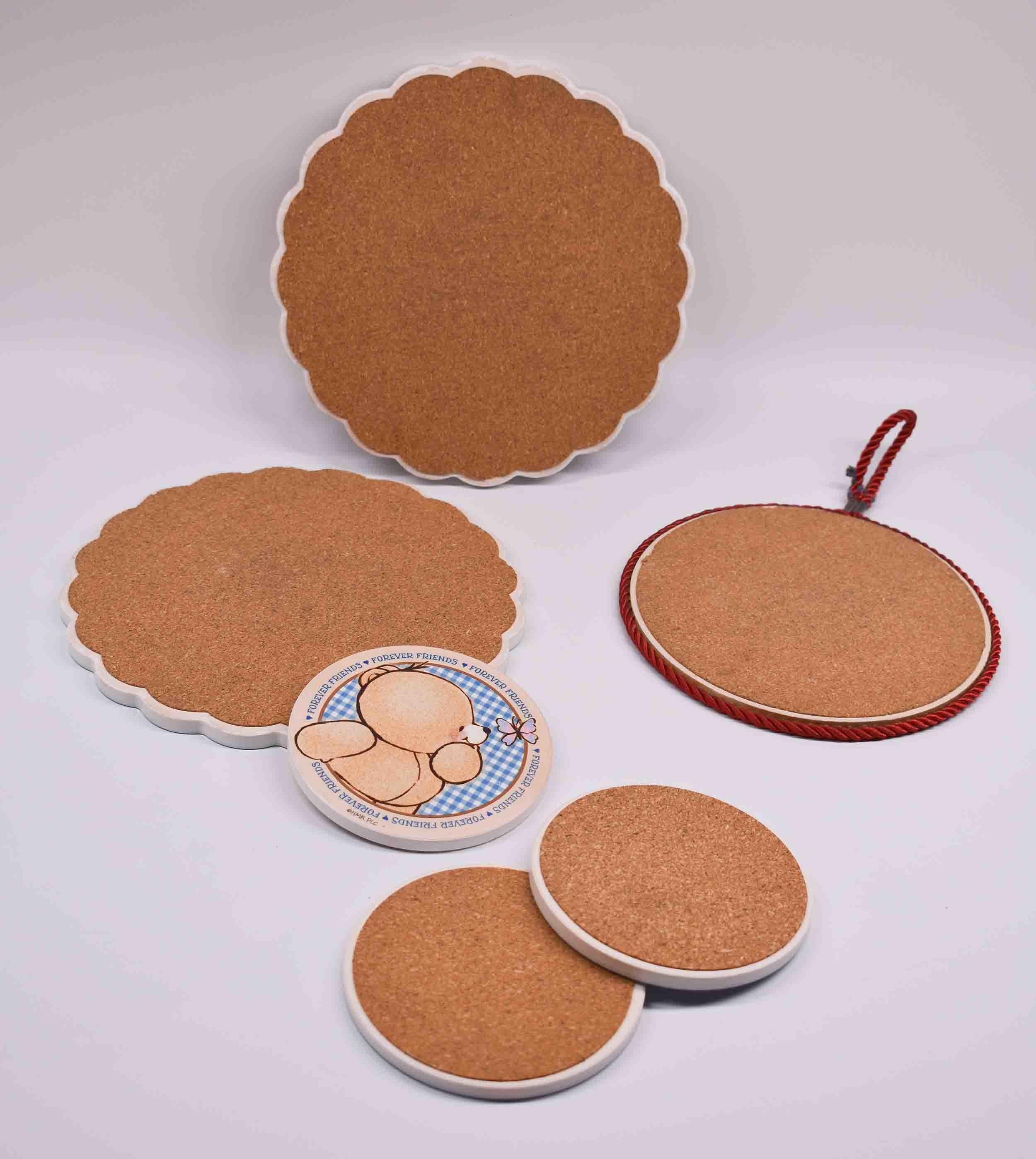 4 Inch Round Ceramic Natural Cork Coasters With Base Heat Resistance