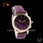 Colorful leather band lady fashion gold watch with UAE style for promotion