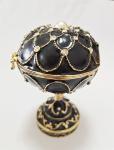 Hand Painted Enameled Blace Faberge Egg Decorative Hinged Jewelry Trinket Box