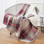 Christmas Tartan Flannel Blanket Sets Sustainable Plaid Sofa with Custom