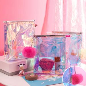 China Laser Clear PVC Custom Logo Transparent Toiletry Wash Bag factory