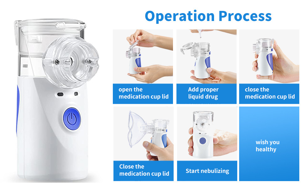 Pocket Sized Efficient Portable Hand Held Nebulizer Visible Liquid Level Window