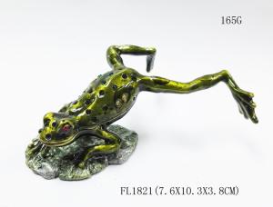 China Leaves the frog shape trinket box with rhinestone for lovely jewelry box factory
