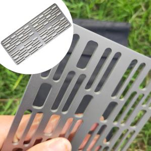 China Outdoor Camping BBQ Titanium Plate Mesh Barbecue Hiking Charcoal Grilling Board Mesh Camping Cooking Accessories factory