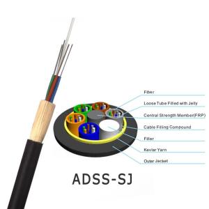 China AT Sheath 150m 200m Span ADSS Fiber Optic Cable 1KM factory