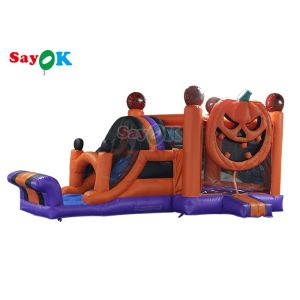 China Halloween Pumpkin Inflatable Jumping Castle With Slide Combo on sale