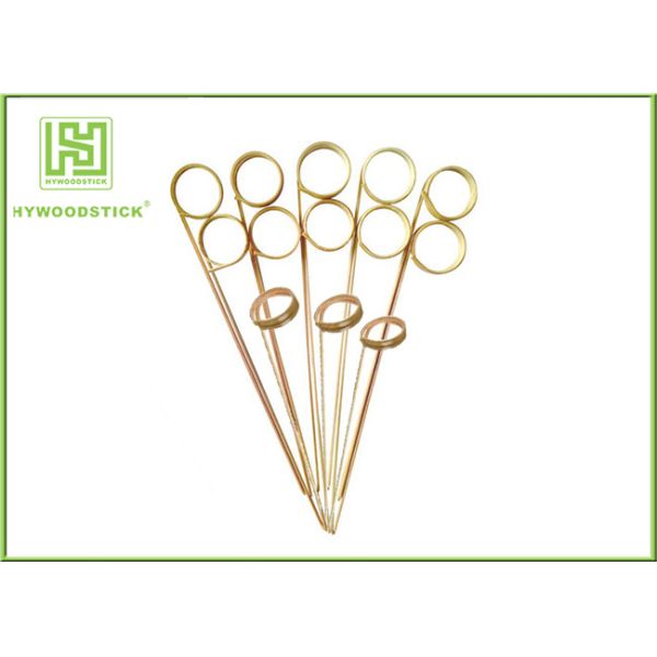 Green Ring Flat Bamboo Skewers , 9cm Biodegradable Shish Kebab Skewers For