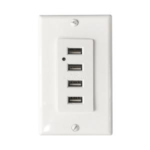 China Convenient 4 Charging Ports USB Wall Outlet for American Market Rated Current 2.4v-3A factory