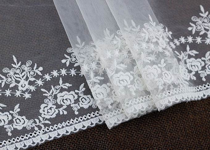 Vintage Embroidered Floral Nylon Mesh Lace Trim Gauze Tulle For Dress Border