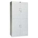 Knock Down Double-Tier Steel Storage Cabinet Aluminum Alloy Recessed Handle