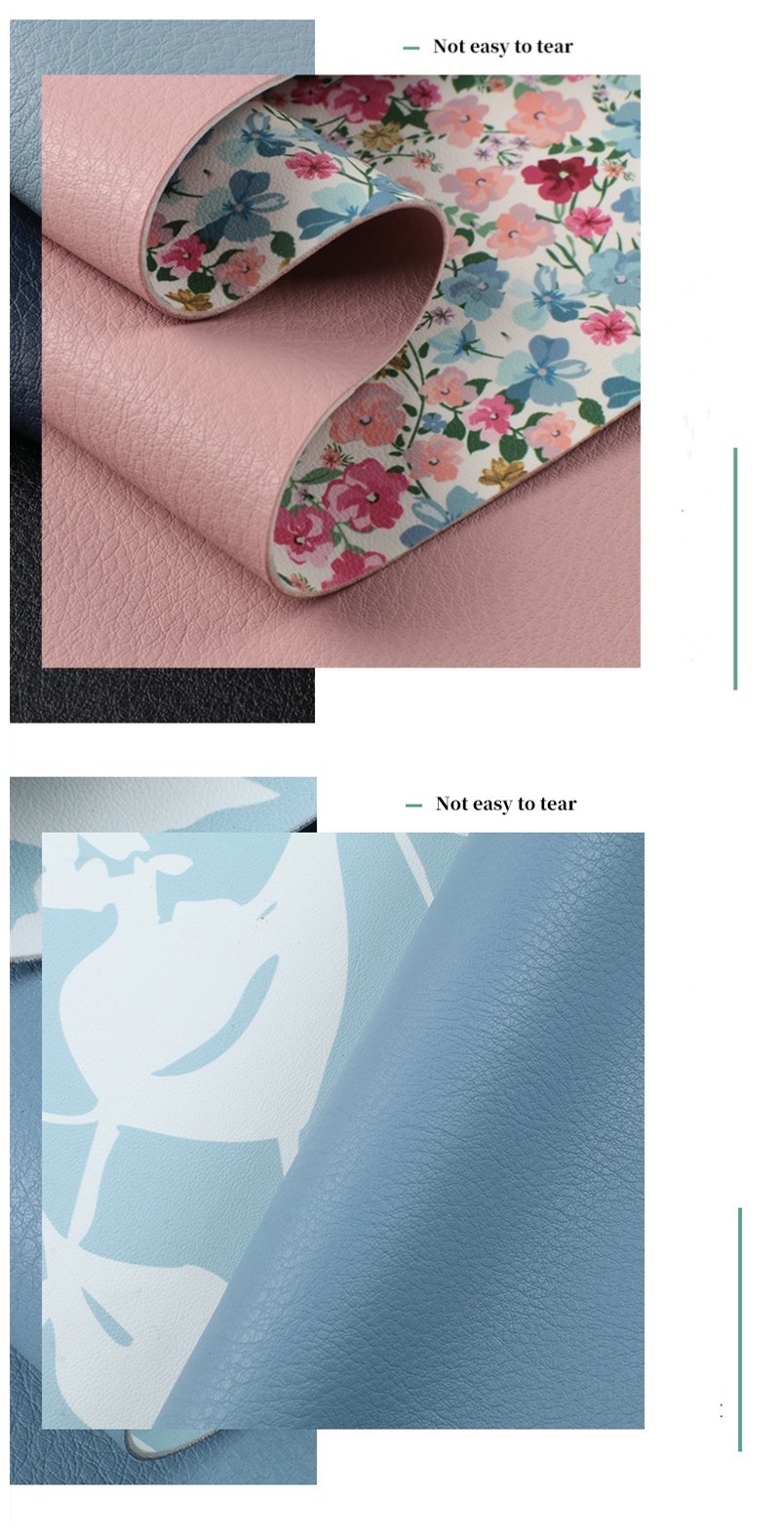 Flower Printed Handbag PU Leather 1.5mm Thick Double Sided Faux Leather