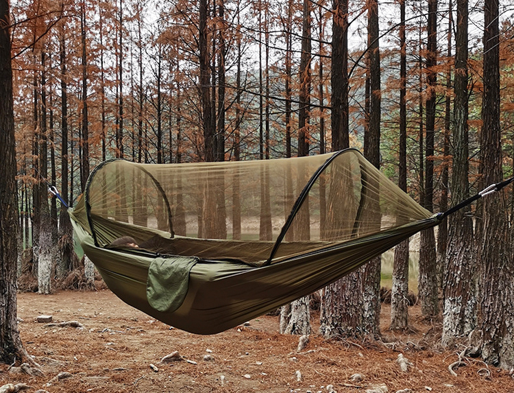 Lightweight Portable Camping Parachute Hammock with Mosquito Net and Polyester Fiber